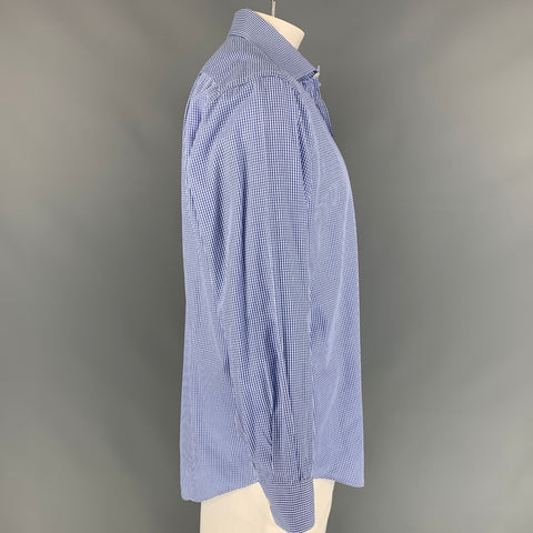 PAUL SMITH Size L Blue & White Checkered Cotton Button Down Long Sleeve Shirt