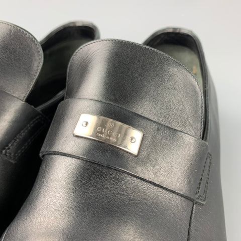 GUCCI Size 11.5 Black Leather Slip On Loafers