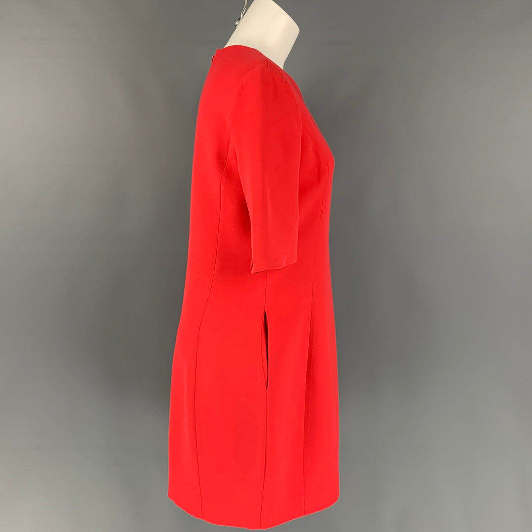 CHRISTIAN DIOR Size 8 Red Silk / Wool Knee-Length A-line Dress Sui Generis Designer Consignment CHRISTIAN DIOR Size 8 Red Silk / Wool Knee-Length A-line Dress Sui Generis Designer Consignment