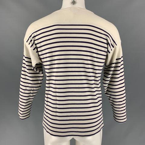 ARMOR-LUX Size M Cream & Navy Stripe Cotton Nautical Pullover