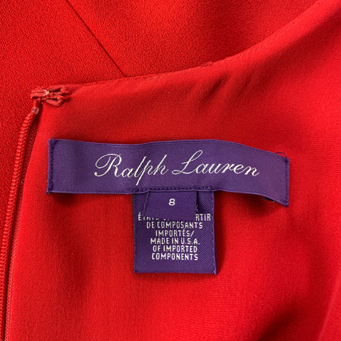 RALPH LAUREN Purple Label Size 8 Red Polyester Sleeveless Long Gown Dress