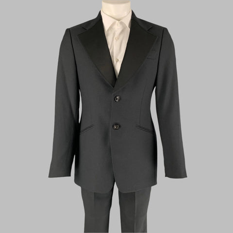 MAISON MARGIELA Size 38 Black Solid Polyester Notch Lapel Tuxedo