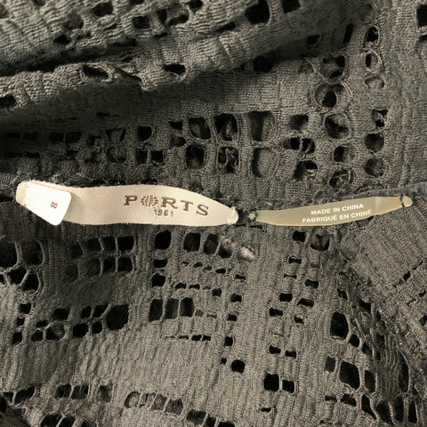 PORTS 1961 Chaqueta asimétrica de encaje negro talla 8