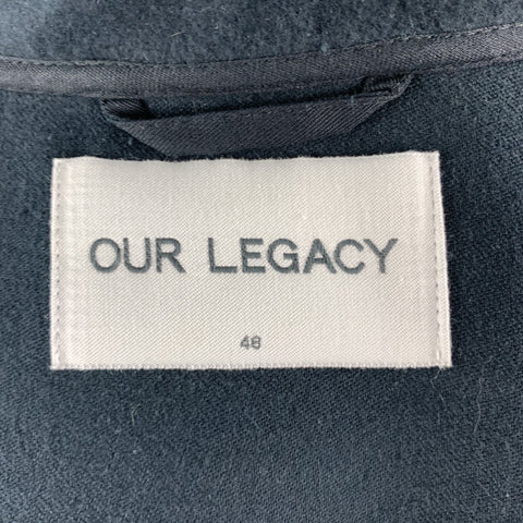 OUR LEGACY Size S Navy Textured Cotton High Collar Zip Jacket