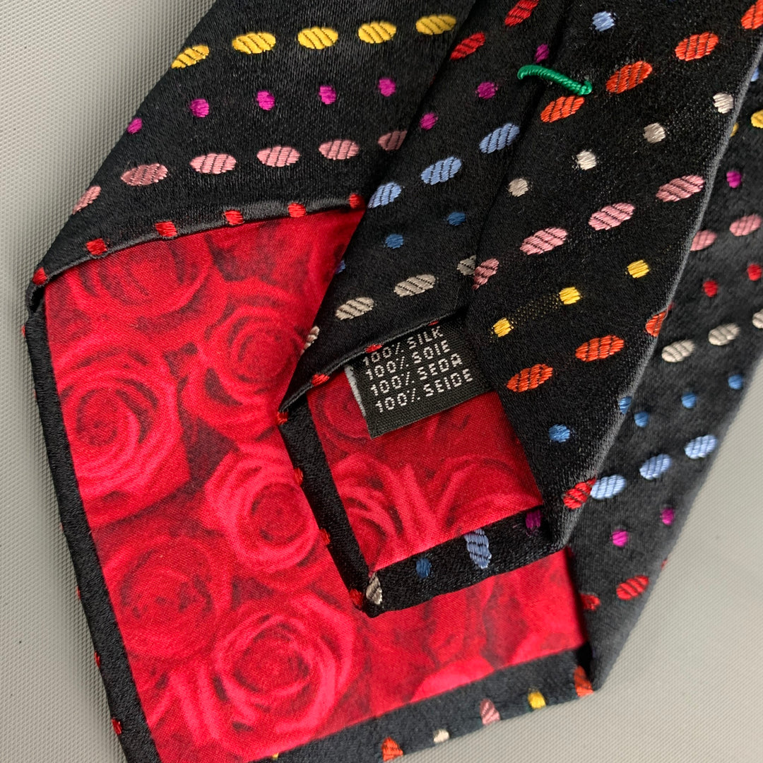 PAUL SMITH Corbata de seda tejida multicolor negra