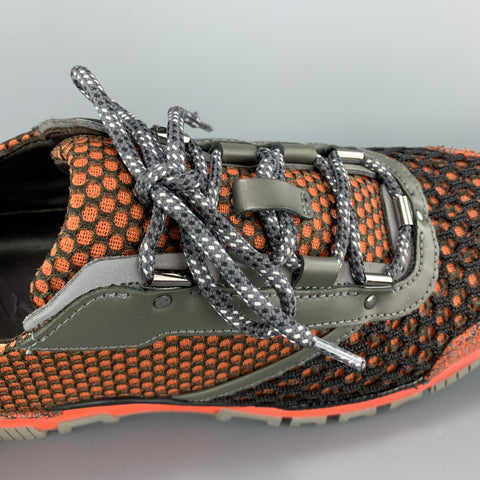 LANVIN Size 7 Orange MIxed Mesh Reflective Sneakers