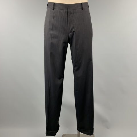PRADA 42 Costume régulier en laine cousue noire 36 x 33