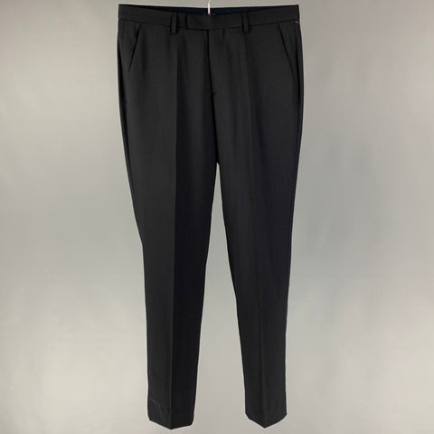 BOSS by HUGO BOSS Size 30 Navy Wool Flat Dress Pants