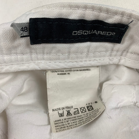 DSQUARED2 Size 32 White Distressed Cotton Jeans