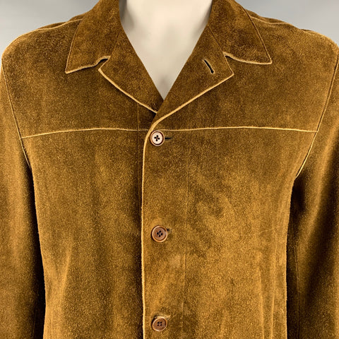 JOHN VARVATOS Taille 42 Veste simple boutonnage en daim marron