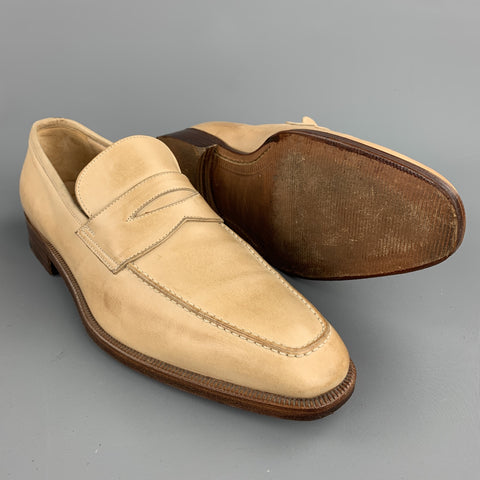 GRAVATI for WILKES BASHFORD Size 8.5 Natural Leather Penny Loafers