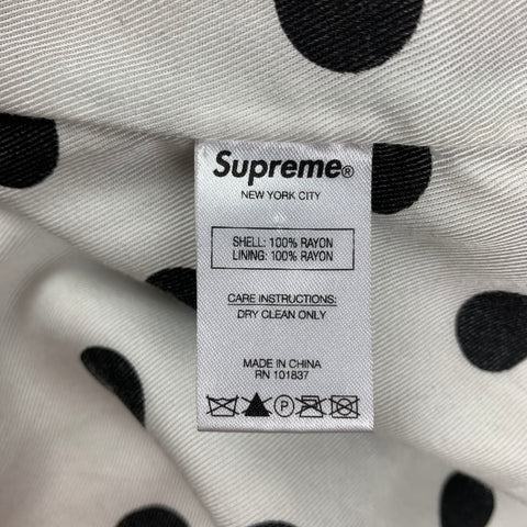 SUPREME Size XL Black White Polka Dot Rayon Zip Up Jacket