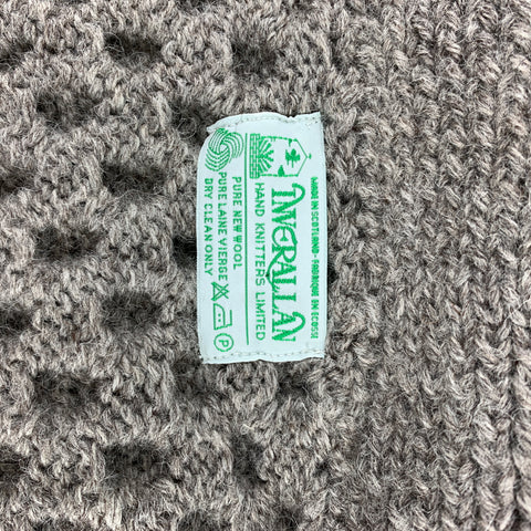 INVERALLAN Size L Grey Knit Wool Fisherman Cardigan