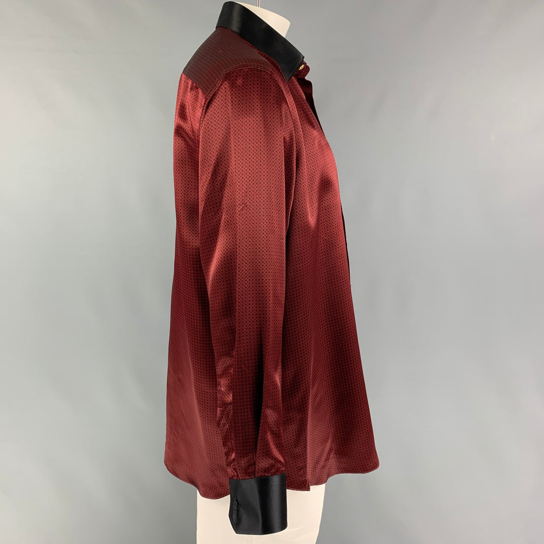 strapless open back dress STEFANO RICCI Size XL Burgundy Black Dots Silk Long Sleeve Shirt – Sui  Generis Designer Consignment