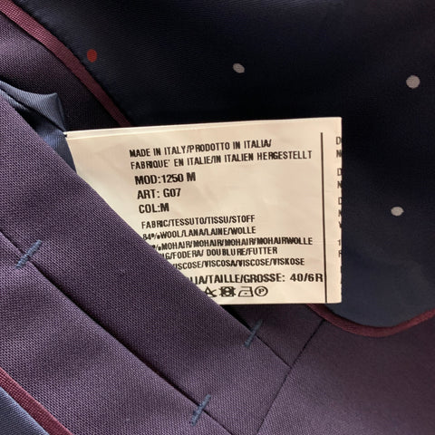 PAUL SMITH Taille 40 Costume à revers cranté en laine / mohair aubergine régulier