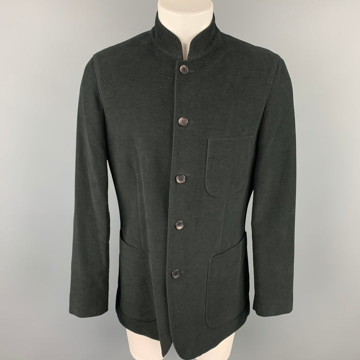 SHANGHAI TANG Size 42 Black Cotton Patch Pockets Jacket