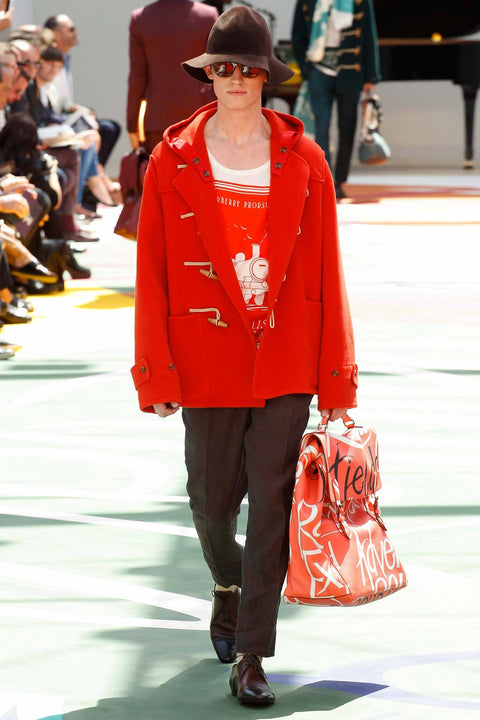 BURBERRY PRORSUM Spring 2015 Size XS Red & White Graphic Cotton T-shirt