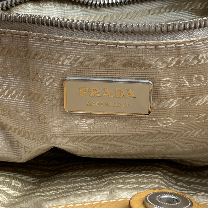 PRADA Beige Pebble Grain Leather Shoulder Bag