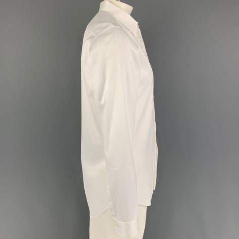 CALVIN KLEIN COLLECTION Size XL White Cotton Long Sleeve Shirt
