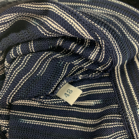 MISSONI SPORT Size S Navy White Stripe Cotton Viscose Buttoned Polo