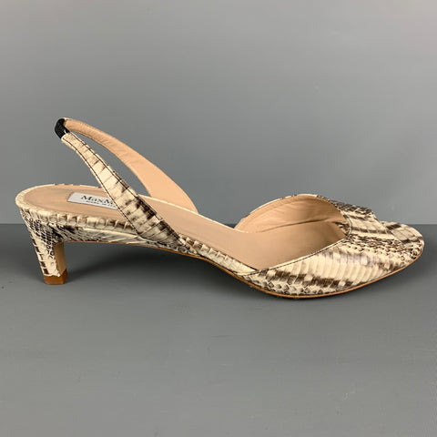 MAX MARA Talla 9 Sandalias destalonadas de piel de serpiente beige topo