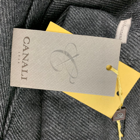CANALI Kei Size 46 Grey & Black Diagonal Stripe Wool Notch Lapel Coat