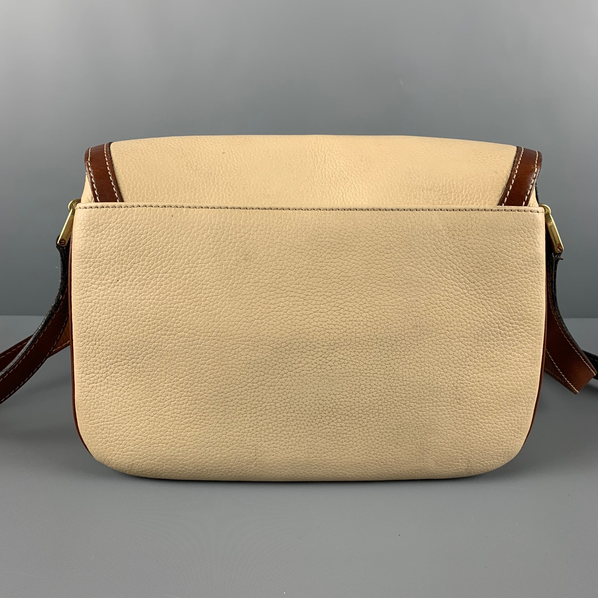 BALLY Cream Brown Pebble Grain Leather Cross Body Handbag – Sui
