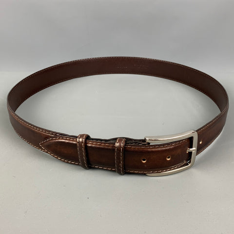 VINTAGE Taille 34 Ceinture en cuir marron foncé marron