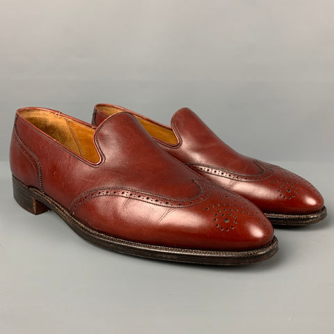 WILDSMITH Size 8.5 Burgundy Perforated Leather Wingtip Loafers