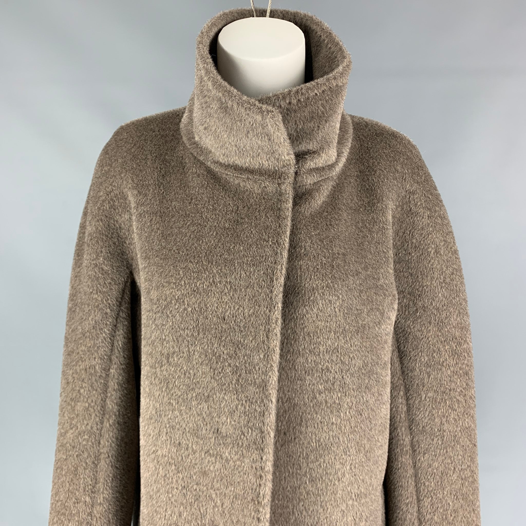 MAX MARA Size 4 Taupe Alpaca / Vrgin Wool High Collar Coat