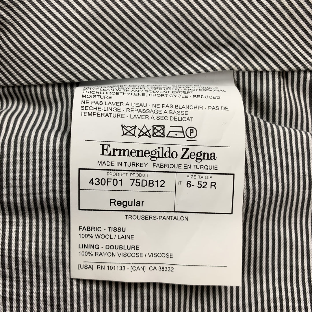 ERMENEGILDO ZEGNA Size 36 Charcoal Wool Zip Fly Dress Pants