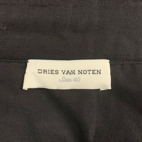 DRIES VAN NOTAN Talla 4 Blusa sin mangas con volantes de algodón negro