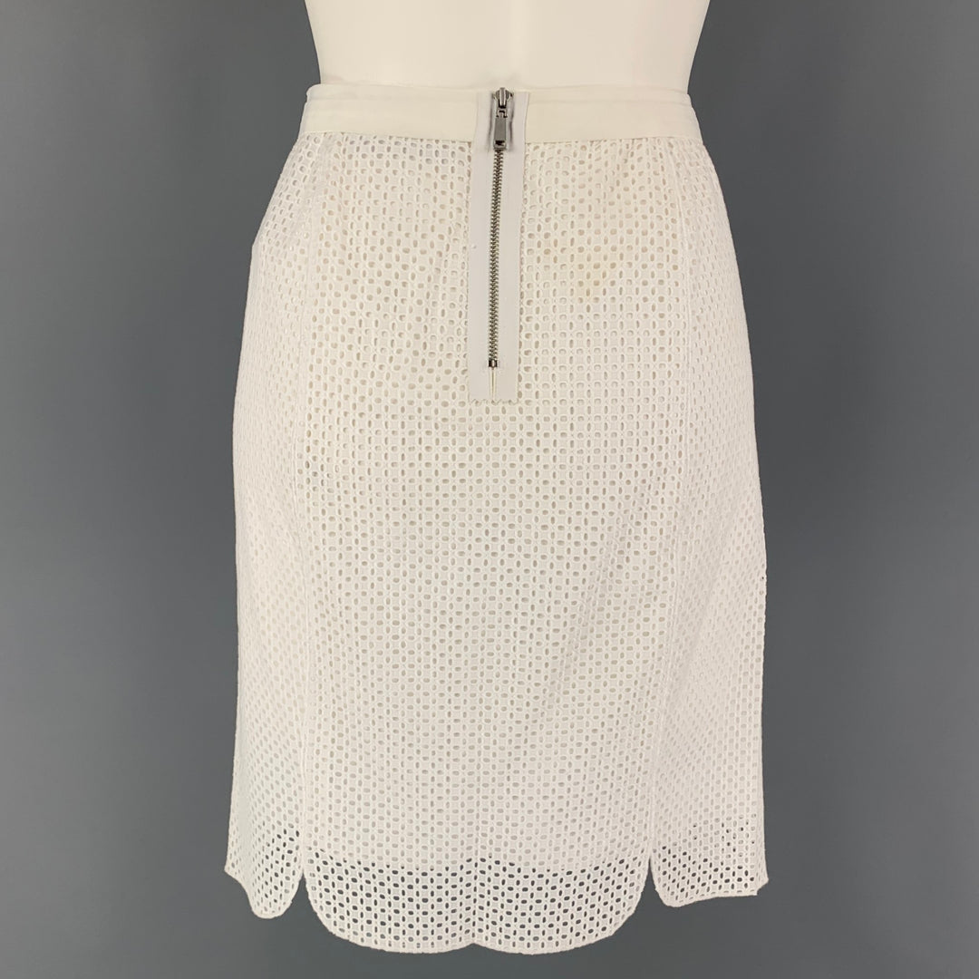 ELIE TAHARI Size 4 White Cotton Skirt