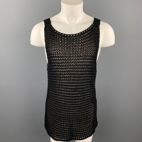 CALVIN KLEIN COLLECTION Size XL Black Mesh Cotton Long Tank Top