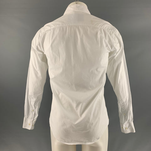 CASELY HAYFORD Size XS White Solid Cotton Button Up Long Sleeve Shirt
