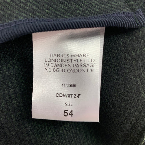HARRIS WHARF LONDON Size 44 Green & Black Plaid Wool / Cotton Sport Coat