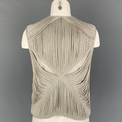 GIORGIO ARMANI Size 12 Grey Silver Viscose Blend Metallic Dress Top