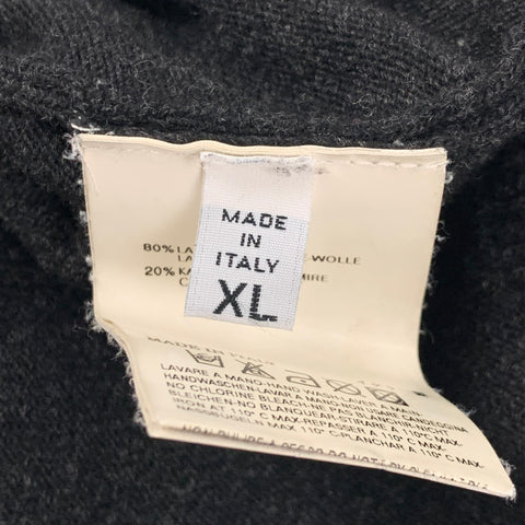 MAISON MARGIELA Size XL Charcoal Lana Wool Cashmere V-Neck Pullover