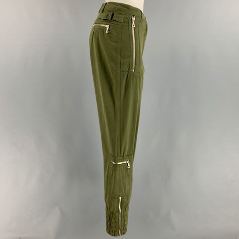 DRIES VAN NOTEN Size 4 Green Cotton Elastic Cuffs Chino Casual Pants