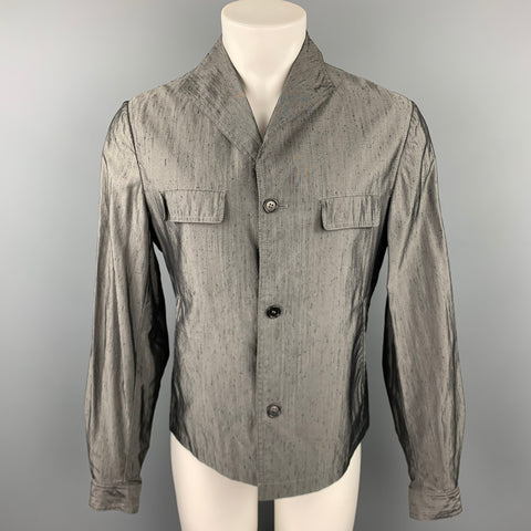 CoSTUME HOMME Size 40 Grey Textured Cotton Blend Buttoned Jacket