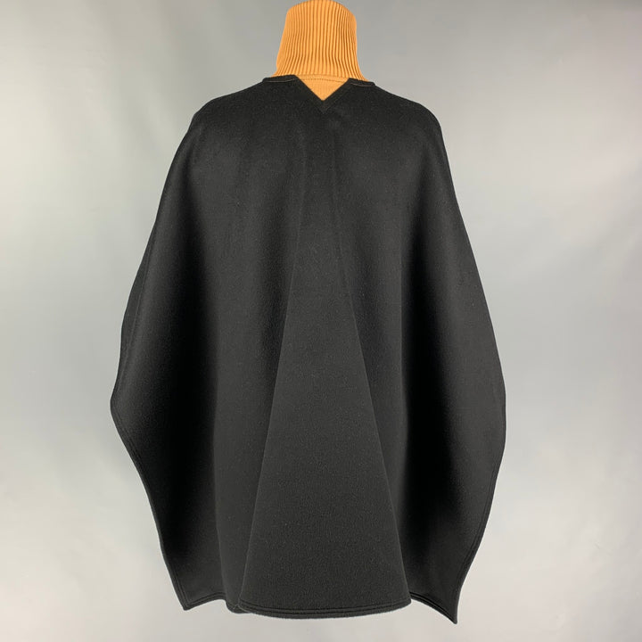LOUIS VUITTON Size One Size Black Tan Wool Silk Sporty High Neck Double Face Cape