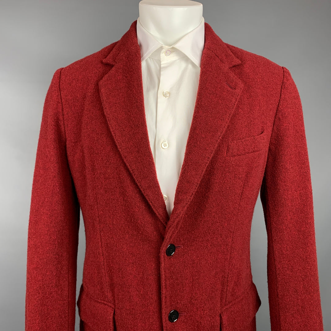 DOLCE & GABBANA Size 38 Red Tweed Wool Notch Lapel Sport Coat
