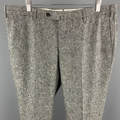 ISAIA Size 40 Speckled Heather Gray Woven Wool Zip Fly Dress Pants