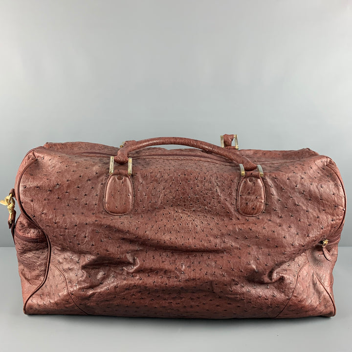 VINTAGE Burgundy Textured Ostrich Leather Carry-On Bags