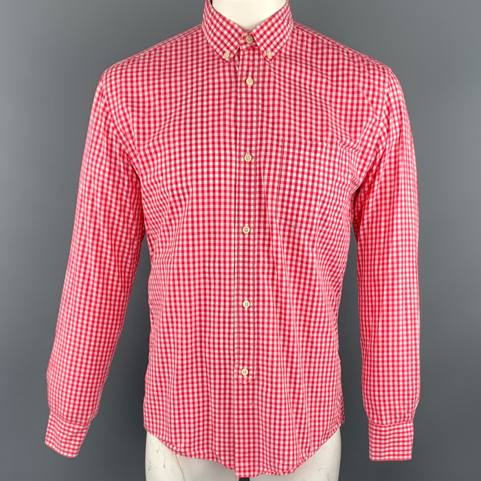 OUR LEGACY Size 40 Pink Gingham Cotton Button Down Long Sleeve Shirt