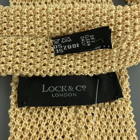 LOCK & CO LONDON Golden Beige Silk Textured Knit Tie