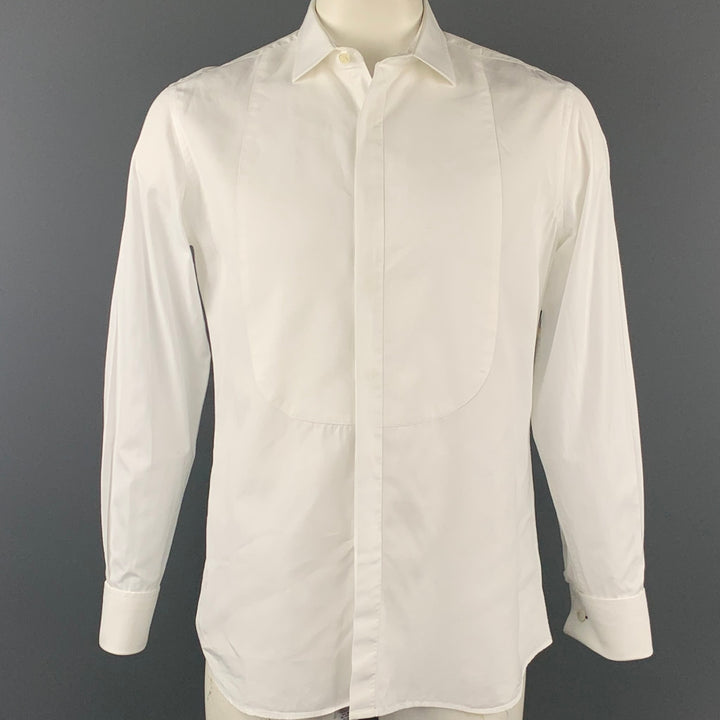 PAUL SMITH Camisa de manga larga con puño francés de algodón blanco talla L
