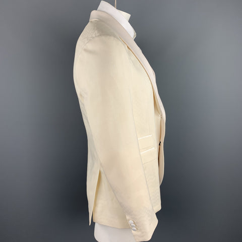 NEIL BARRETT Size 44 Cream Jacquard Wool Shawl Lapel Sport Coat