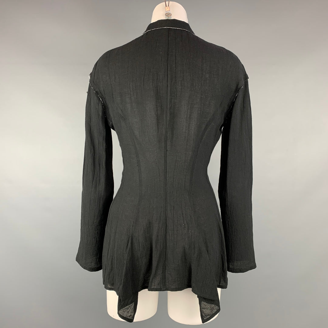 YOHJI YAMAMOTO Size S Black Wrinkled Rayon / Linen Jacket
