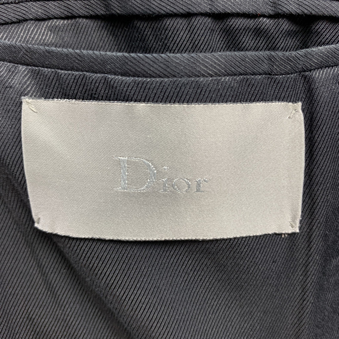 DIOR HOMME Size 36 Black & Grey Wool / Polyamide Peak Lapel Coat